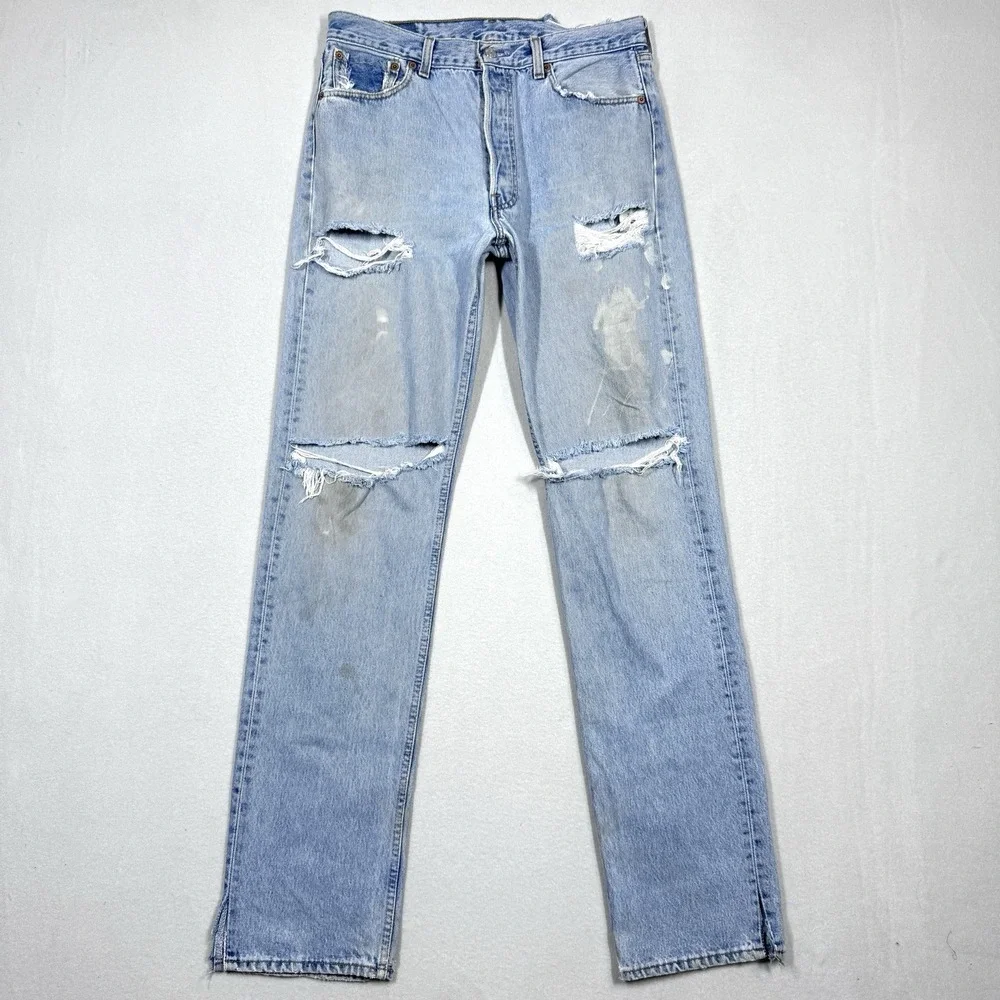 Vintage Levis 501 Jeans Mens 34x36 Straight Thrashed Destroyed‎ Made in USA 90s